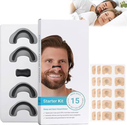 FUBSTA Nasal Strip Starter Kit (15 Count) Boost Oxygen, Reduce Snoring, Improve Sleep Anti-snoring Device