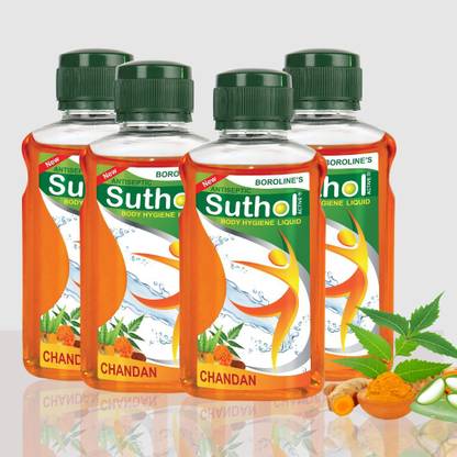 BOROLINE's SUTHOL Active Chandan Liquid Drop 200 ML Combo Pack of 4 Antiseptic Liquid