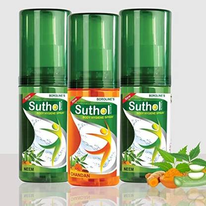 BOROLINE Suthol Active Neem Spray 100ml x 2 With Active Chandan Spray 100ml x 1 Antiseptic Spray