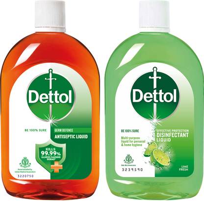 Dettol Antiseptic Liquid for First Aid & Liquid Disinfectant, Lime Antiseptic Liquid