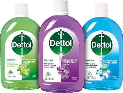 Dettol Surface Disinfection 1.5L Kit - Lavender, Lime, Menthol (500ml each) Lavender, Lime, Menthol
