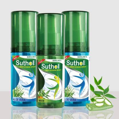 BOROLINE Active Aloe Vera 100ml x 2 with Suthol Active Neem 100ml Antiseptic Spray