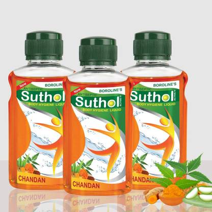 BOROLINE Active Chandan Liquid 200ML, Prickly Heat Combo 600ML (200ML x 3) Antiseptic Liquid