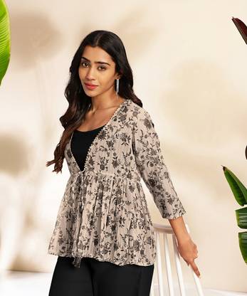 Janasya Top Pant Co-ords Set with Jacket