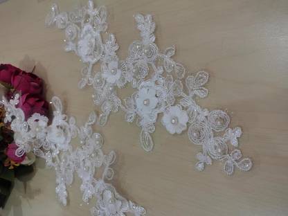 Unique Bridal White lace Applique Patch
