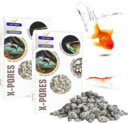 VAYINATO Aquatic Remedies X-PORES Filter Media, 800ML (500G) (Pack of 2) Undergravel Aquarium Filter
