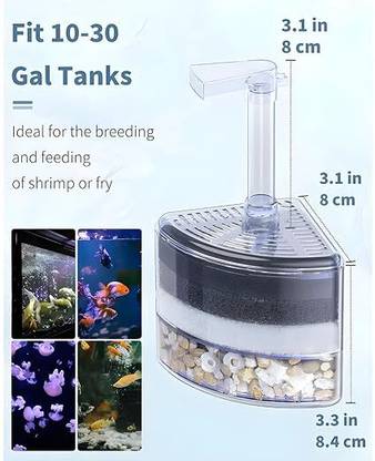 Mohammed XY-2008 Bio Corner Sponge Filter with filter media Corner Aquarium Filter