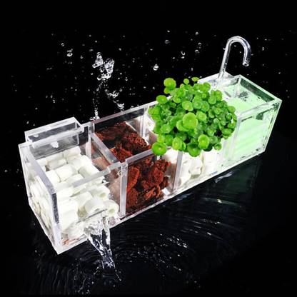 Qpets Acrylic Fish Tank Filter Box 4 Compartment Hanging Water Filtration System 76 Trickle Aquarium Filter