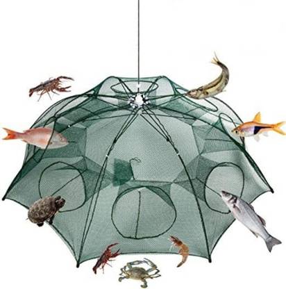 rich decor Fishing Net, Fish Trap Portable Strengthened 8 Holes Automatic Fishing Net Aquarium Fish Net