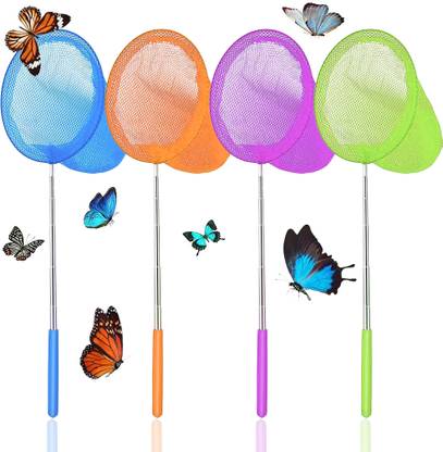 PROBEROS Telescopic Kids Fishing Net 4Pcs 7 Inches Diameter Mesh Aquarium Fish Net