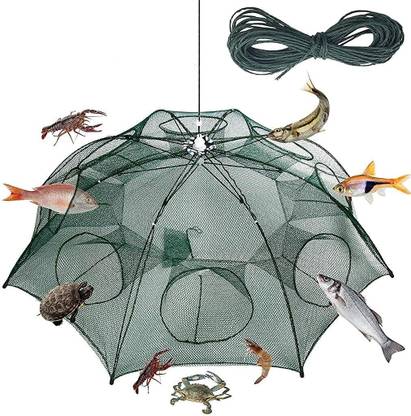 Qpets Portable Fishing Net,Shrimp Minnow Crayfish Crab Baits Cast Mesh Trap, Aquarium Fish Net