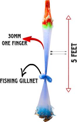 MS FISHINGNET 30MM KATHI JAL 1 FINGER GILLNET FLOATING FOAM AND MUD SINKER Aquarium Fish Net