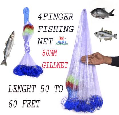BIMI HAND MADE 4 FINGER 80 MM GILLNET SHISHA JAL Aquarium Fish Net