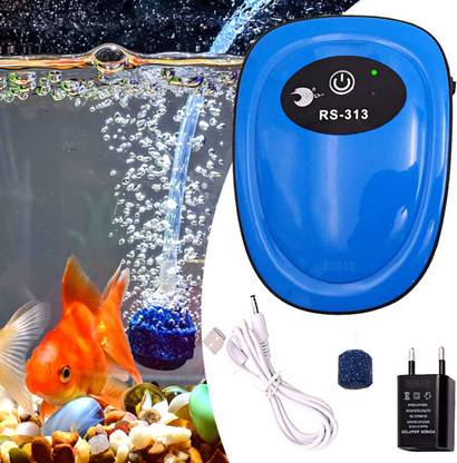 Buraq USB Rechargeable Aquarium Ultra Silent Air Pump Ac/Dc Dual Speed Air Aquarium Pump