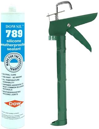 Dowsil 789 Weatherproofing Silicone Sealant|Made for Professional|White + Green Applicator Aquarium Sealant