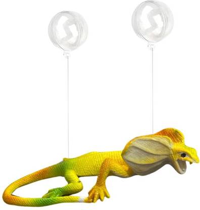 PET FUN Floating Lizard Aquarium with 2 Bubble Realistic Hanging Frog Toy for Fish Tanks Laterite Unplanted Substrate
