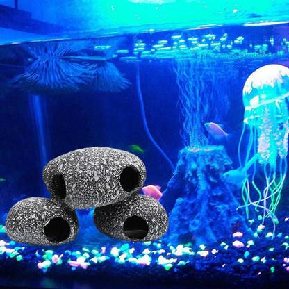 BNF Ceramics Aquarium Cave Natural Rock Hideout Fish Tank Play Rest Stone 3pcs River Rock Planted Substrate