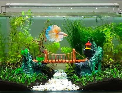 Gaurvi Enterprises Hanging Bridge Toy for Aquarium Decoration Ornaments/Toy for fis tank Laterite Unplanted Substrate