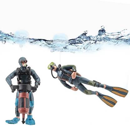 GIG BAZAAR Aquarium Floating Adventure Swimming & Piling Posture Diver Toy, Set of 2 Flourite Unplanted Substrate