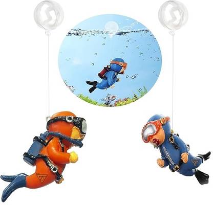GIG BAZAAR Aquarium Floating Diver Cute Resin toy, Set of 2 fish tanks Decoration Ornament Laterite Unplanted Substrate