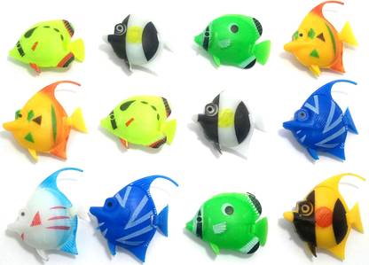 AQUA Aquarium Artificial Fishes(Set of 12 pcs) Decorations Fish for Aquarium FishTank Laterite Unplanted Substrate