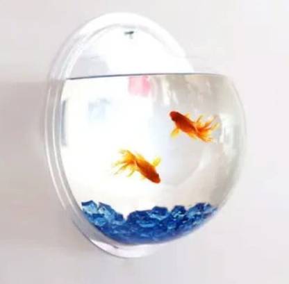 Animaux (12inch) Aquarium Wall Mount Hanging Acrylic Fish Aquarium Bowl Round Ends Aquarium Tank