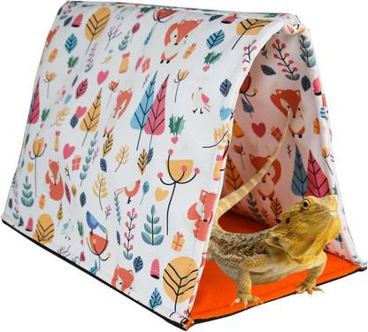 Lyla Reptile Hide Bed Rest for Chameleons Terrarium Habitat Decor Accessories Orange Rectangle Aquarium Tank