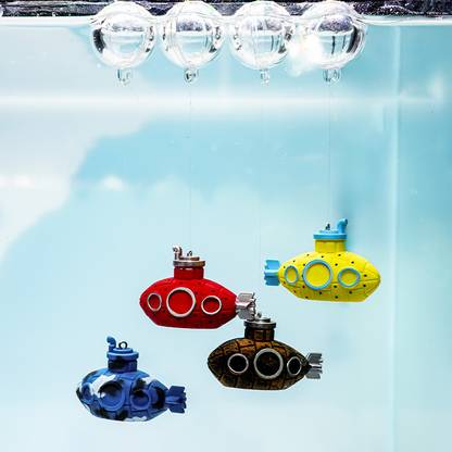 MAYCREATE Retro Submarine Floating Fish Tank Ornament PVC Wired Ball Cube Aquarium Tank