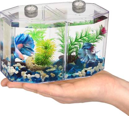 Buraq All in One Betta Dream Tank with Double Waterproof Led Light, Mini Fish Tank Rectangle Aquarium Tank