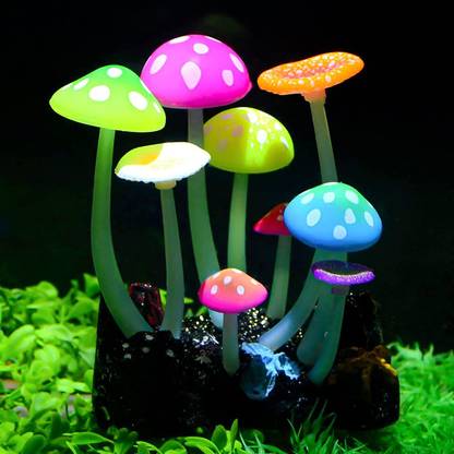 VAYINATO Glowing Effect Artificial Mushroom Plant Decorative For Aquarium Fish Tank Aquarium Tool