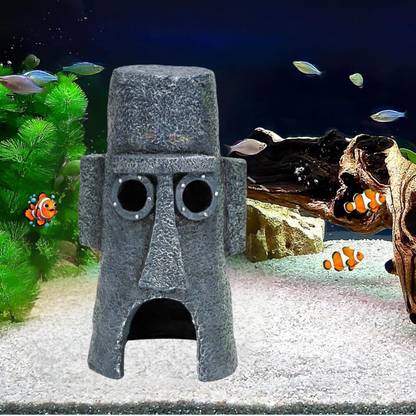 VAYINATO Spongebob Squidward's House Fish Hiding Cave for Fish Tank Decoration Aquarium Tool