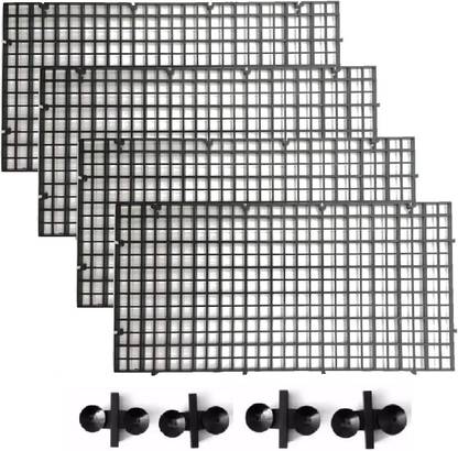 CR STORES 4 Pcs Grid Divider/ 4 pcs Fish Tray Egg Crate/Turtle Climber (Black) Aquarium Tool