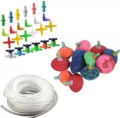 Kapoor Enterprise Air Stone Fish Tank White Air Tube with 12pcs Air Stone Outlet Connector 24Pcs Aquarium Tool