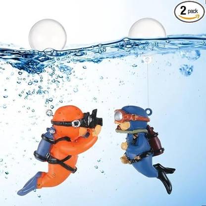 VAYINATO 2 Pcs (Random Color) Floating Mini Cute Photo Diver Decaration Toys Aquarium Tool
