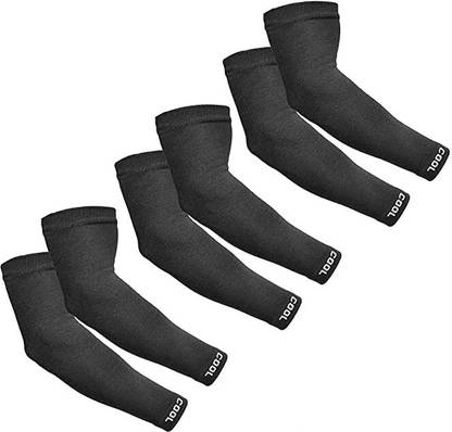 Missby Unisex Compression Arm Sleeves (Black, 03pcs) Cotton Arm Warmer