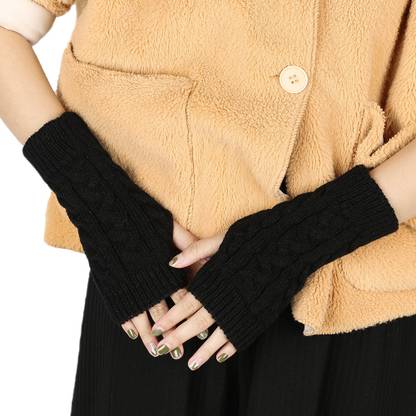 AlexVyan Knitted Warm Fingerless Gloves Winter Accessories Hand Warmer for Girls Wool Arm Warmer