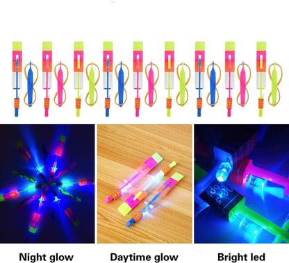 JRYU LED Light Slingshot Elastic Arrow Rocket Helicopter Flying Arrow (Pack Of 9) Arrow