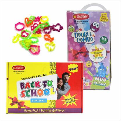 Rabbit Dough & Slime double combo + Back to School Starter Kit |Stationery & Art Kit Art Clay