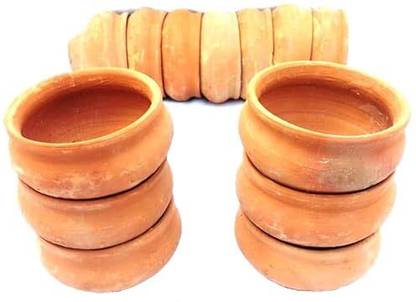 LogpriShopping Clay Cup for Curd & Lassi Set of 6 Pics - Mitti Ka Kulhad - Custard Cup Bowl Art Clay