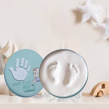 Baby Moo Handprint And Footprint Impression Keepsake DIY Kit With Plate And Stand Art Clay