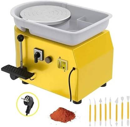 Yellow Tommy Pottery Machine 25cm Wheel, 350W Motor, Dual Speed Control, Reversible Art Clay