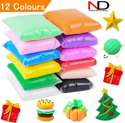 Nimrit Decoration 12pc Non-Toxic Modeling Magic Fluffy Foam Bouncing Clay Putty Kit for Kids Art Clay