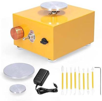 Yellow Tommy Variable Speed Mini Electric Pottery Wheel Machine | Yellow | With Tool Set & Art Clay