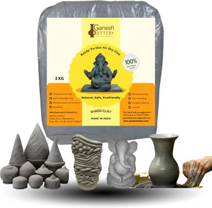 Ganesh Pottery Ready-to-use Shadu Mati Clay Dough Best for Eco-friendly Ganesha Idol Making and Sculpting Art Clay