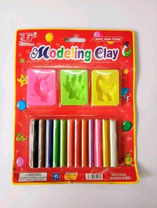 BnM 12 Colors Modeling Clay With Small Roller Art Clay