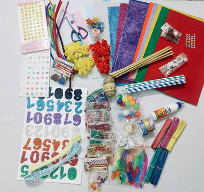 Global Kids 27 IN 1 CRAFT MATERIAL ITEM FOR KIDS , CRAFT KIT /SCHOOL PROJECT