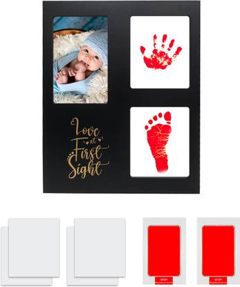 Mold Your Memories Ink Pad with Frame for Baby's Hand and Foot Ink Impression (0-6 Months, Red)
