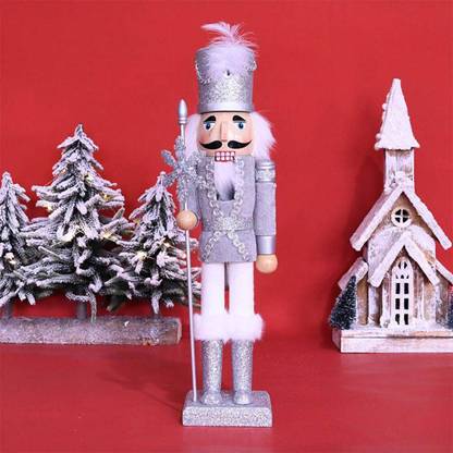Lyla Wooden Nutcracker Christmas Decor King Nutcracker Home Ornaments Silver