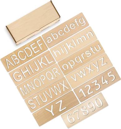 AmericanElm Educational Wood Handwriting Stencil Set | Easy-to-Use Handwriting Practice