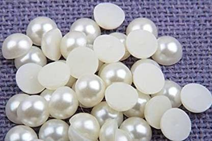 Crafts Haveli Pearl Beads Half Cut, White (12Mm Diameter, Set Of 200 Beads)